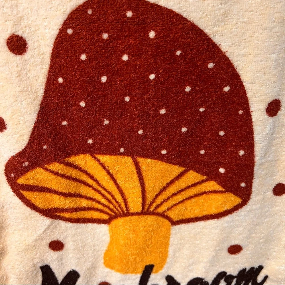 1970s Cannon Mushroom Yellow Kitchen Hand Towel Terry Fringe Vintage MCM
